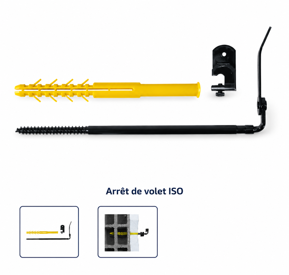 Arrêt de volet ISO noir ING Fixations pour ITE 130-180 mm boîte de 12