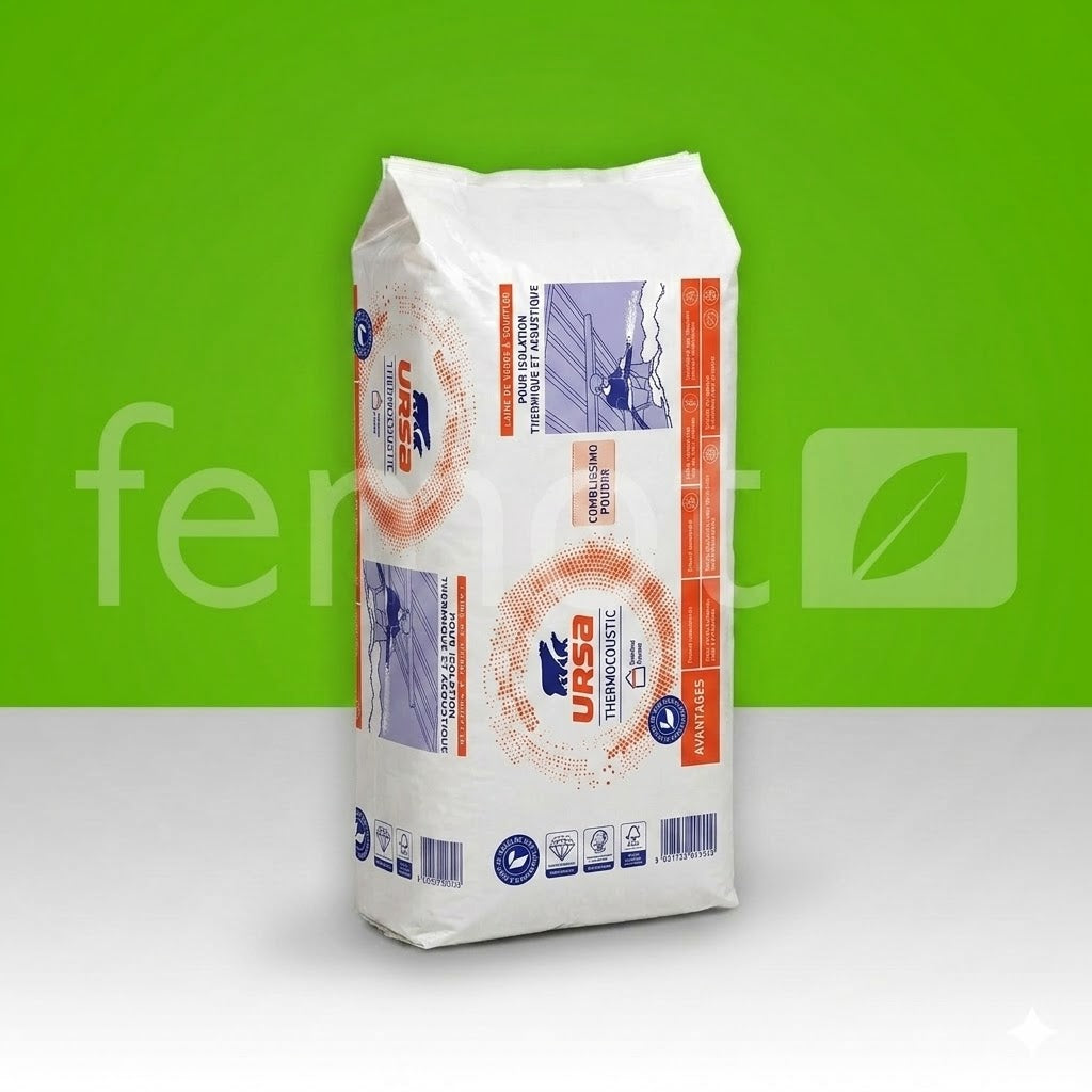 Sac de laine de verre à souffler Soufl'r Ursa 16,6 kg pour les chantiers d'isolation de combles perdus