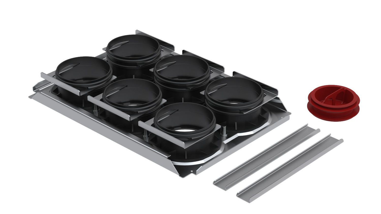 Plaque de raccordement DN75 avec 6 piquages pour caisson de ventilation