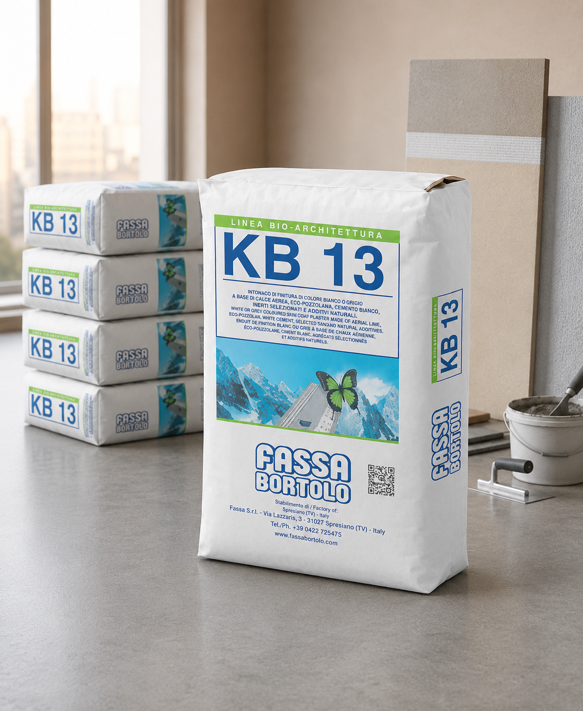 Sac d'enduit de fond à la chaux KB 13 Fassa Bortolo 25 kg intérieur extérieur