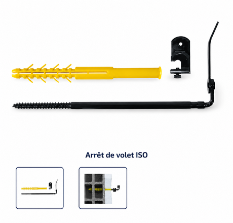 Arrêt de volet ISO noir ING Fixations pour ITE 130-180 mm boîte de 12