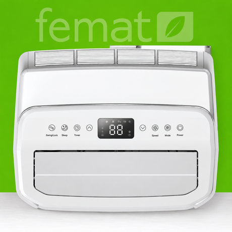 Climatiseur mobile MaxiBreeze CM3502 Axelair vue de face avec gaine d'évacuation d'air chaud