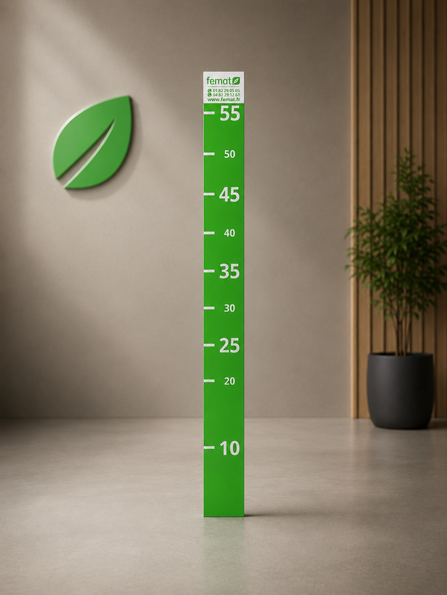 Pige de hauteur graduée 55 cm Fematshop pour contrôle d'épaisseur d'isolant soufflé en combles perdus