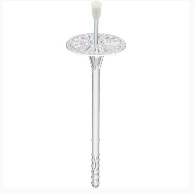 Cheville d'isolation a frapper LMX pour fixation des panneaux isolants en facade ITE sur chantier