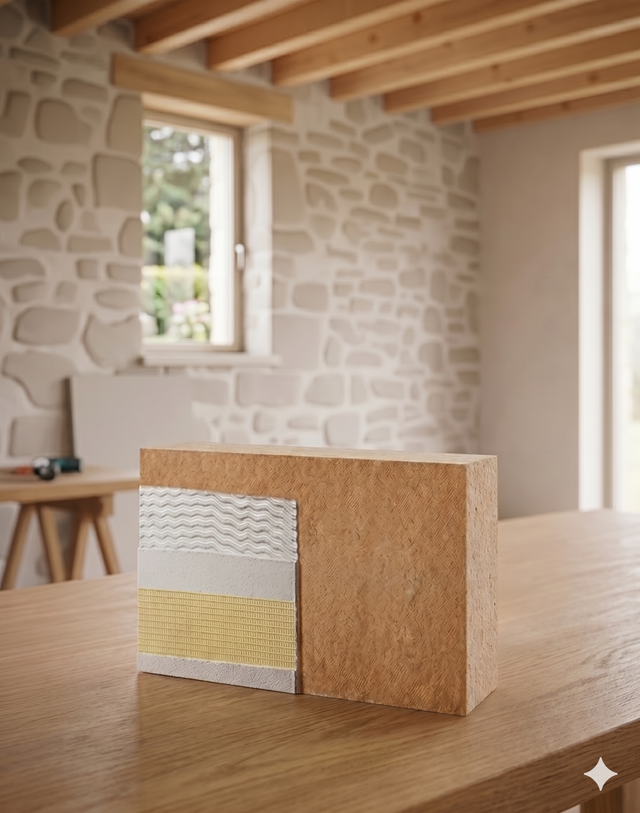 Panneau isolant en fibre de bois Pavawall Smart Soprema support d'enduit pour façade ITE